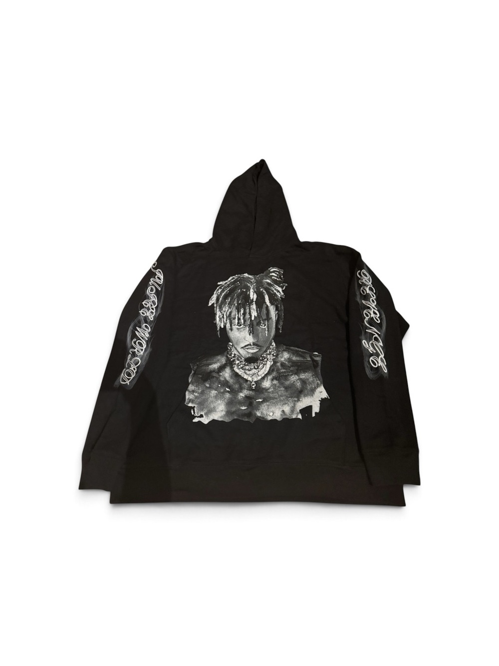 Revenge Clothing Juice World Black Hoodie with Silver Portrait Print